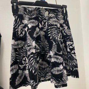 Black and White Floral Print Babydoll Skirt